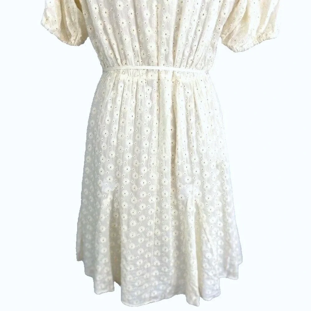 Madewell Eyelet Floral Tassel-Tie Dress 4 Milkmaid Prairie Romantic Cottagecore - Picture 9 of 13